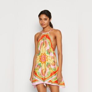 Farm Rio Beach Toucans Scarf Mini Dress